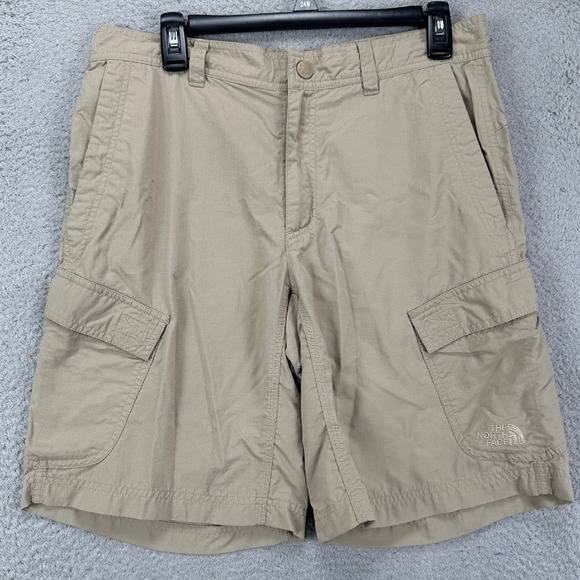 The North Face Cargo Hiking Shorts‎ Mens 32 Tan 100% Nylon Flat Front Outdoor - Picture 1 of 10